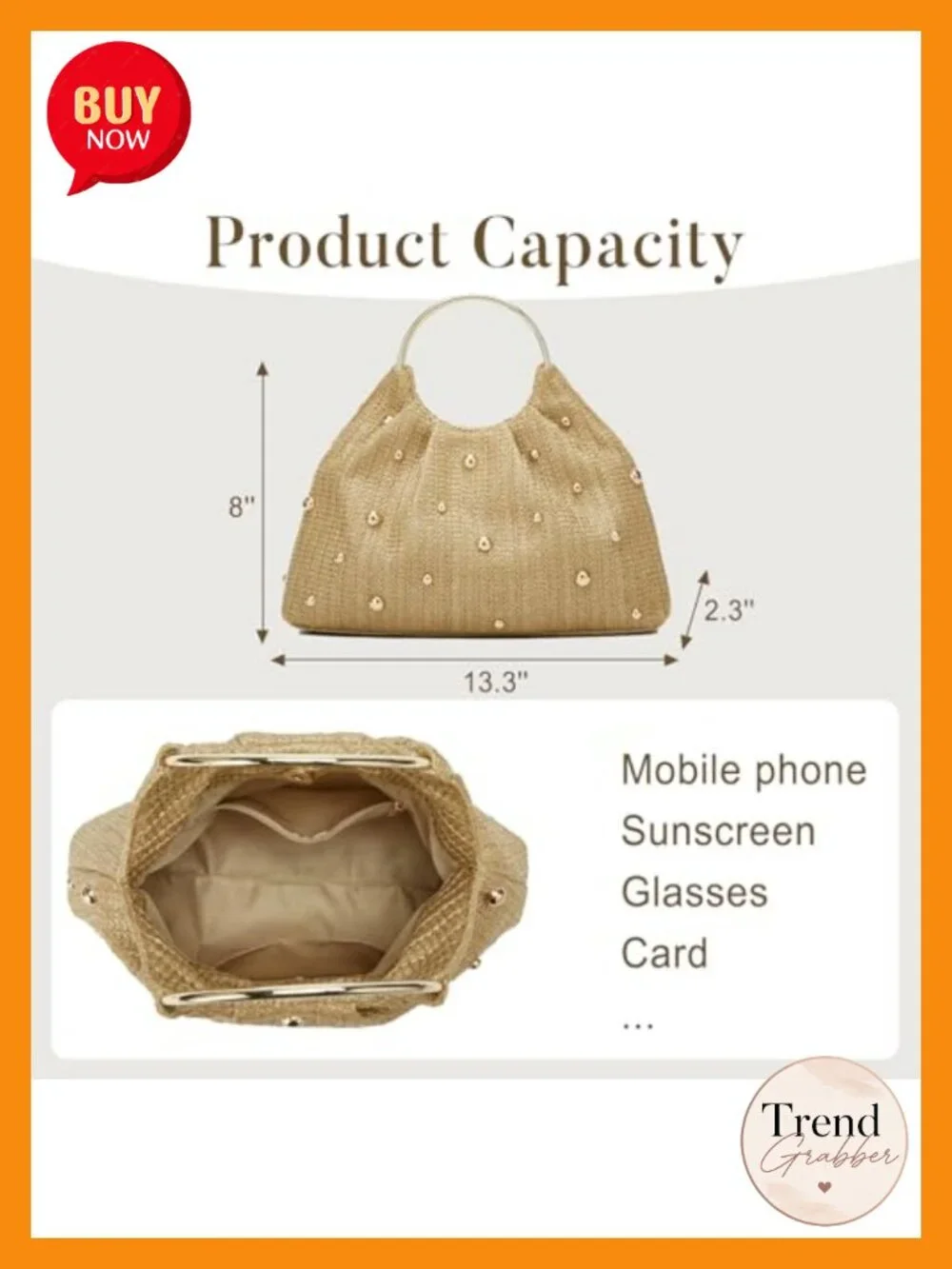 Straw Woven Beaded Evening Clutch Handbag Wedding Tote